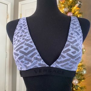 Versace Lilac Greca Signature Print Tulle Bralette